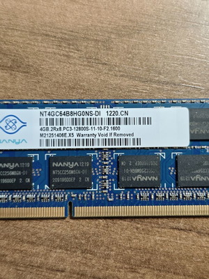Nanya NT4GC64B8HG0NS-DI 4GB DDR3L-1600 SO-DIMM laptop RAM μεταχειρισμένο