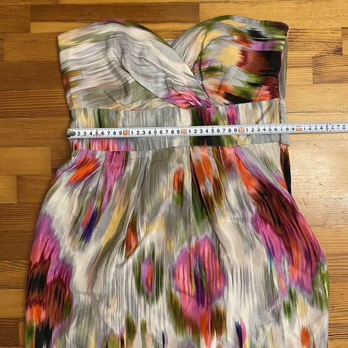 Warehouse medium strapless silk dress used, multicolor