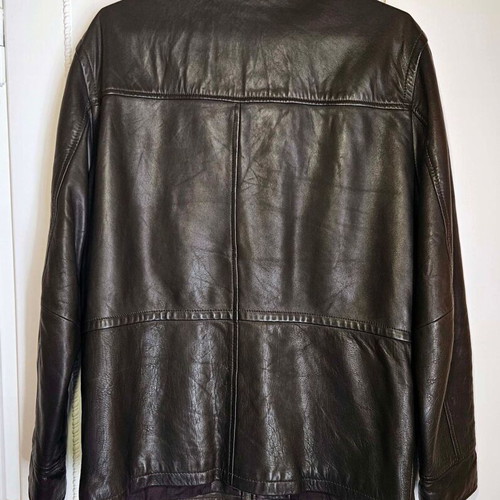 Hilfiger Denim men's leather jacket used, brown to gray, size M