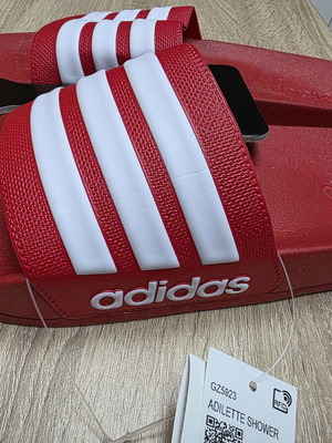 Adidas slides, red, sizes 44.5 and 46