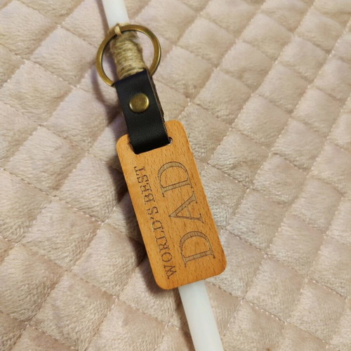 Candle "World's Best Dad" 37cm with wooden keychain new