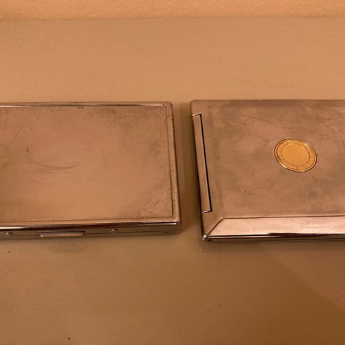 Tobacco Case and Mirror Set used, 2 pieces