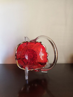 Amberina Glass Candy Bowl in Intense Red-Ruby Color Like New