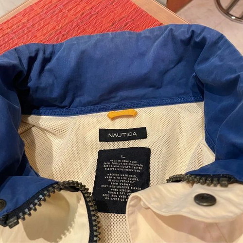 Nautica NS-83 Light Jacket Windbreaker, Cream and Blue, L/XL