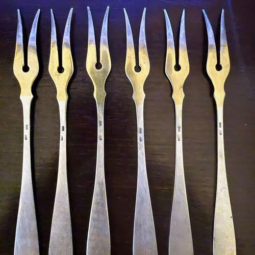 Silver vermeil forks set of 6 like new, Soviet Union 1979