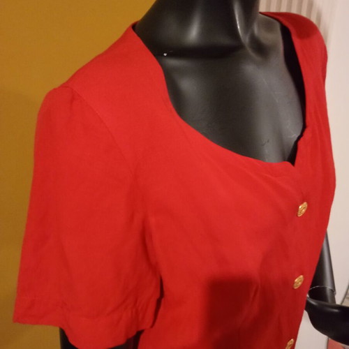 Marella vintage mid-90's midi dress red with gold buttons like new