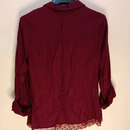 Tally Weijl women's blouse with lace hem size Medium like new, red
