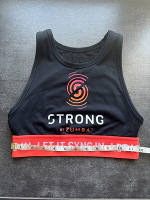 Strong by Zumba sports bra like new, black with red elastic band