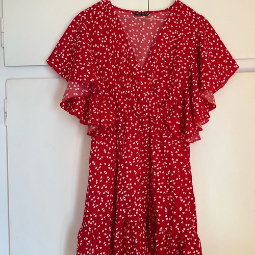 Red short dress with hearts like new Shein