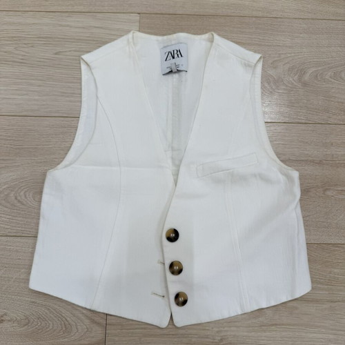 Zara linen vest like new, white, size S