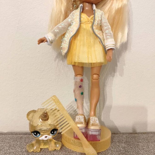Rainbow High doll like new with pet, comb, and stand
