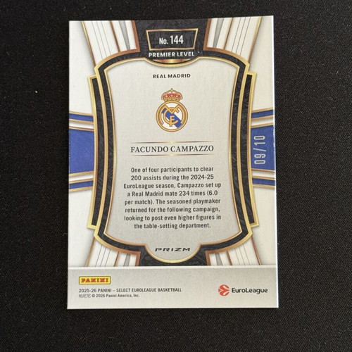 Facundo Campazzo Panini Select EuroLeague 2025-26 FOTL Spectris Gold card like new