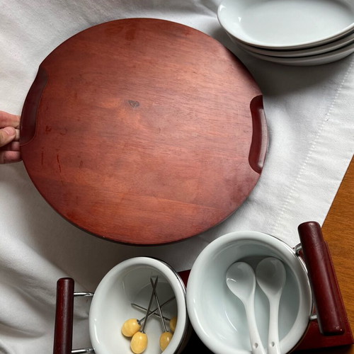Ceramic fondue set like new, very good quality
