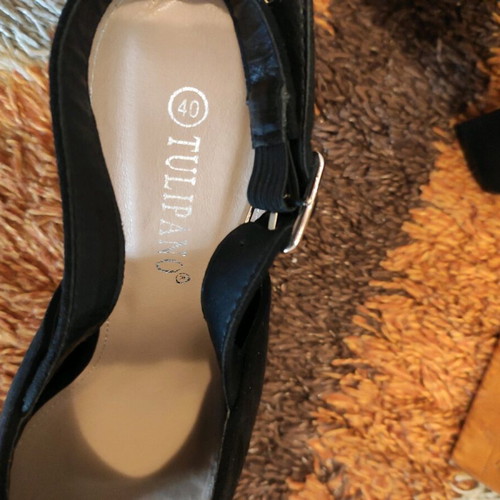Tulipano women's black shoes with ankle strap and 10cm heel new