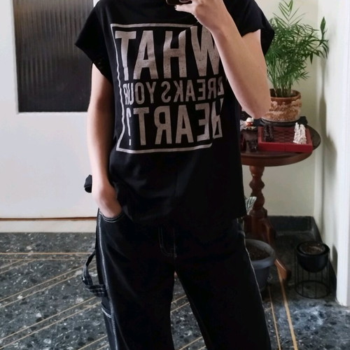Skater sleeveless top with print Pull & Bear like new, black, size S