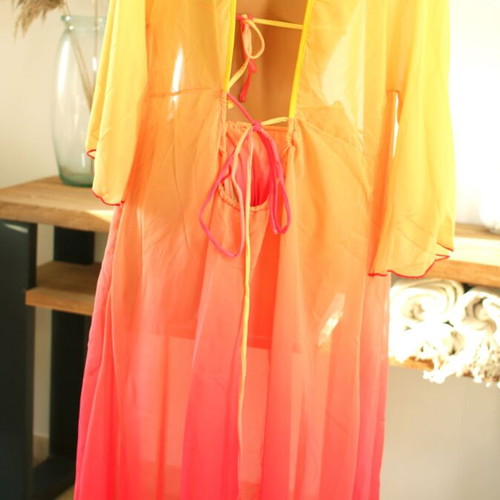 Beachwear bikini with kimono new, yellow and orange gradient