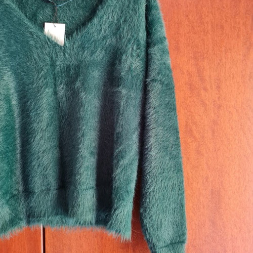 Velour sweater Mango new, small, green, 100% polyamide
