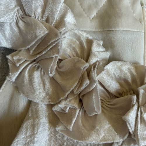 Champagne Shimmer Ruffle Halter Mini Party Dress cream, like new, EU 36 S