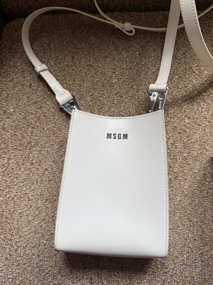 MSGM leather shoulder bag used, white color