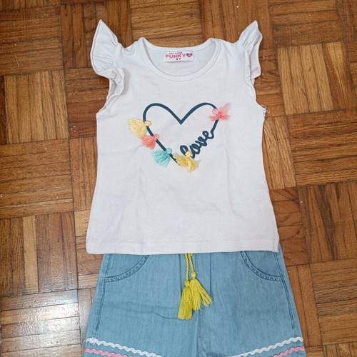 Funky set denim shorts and t-shirt used, 4 years old