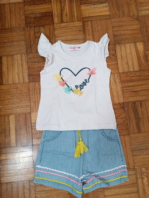 Funky set denim shorts and t-shirt used, 4 years old