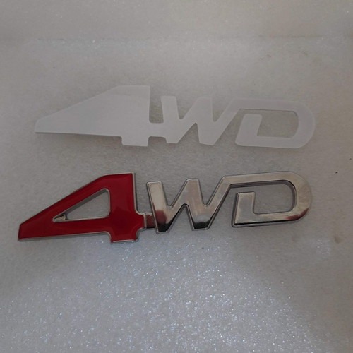 Μεταλλικό σήμα αυτοκινήτου 4WD, 3D ασημί και κόκκινο