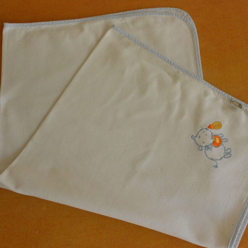 Baby Swaddle blanket like new, soft fabric, white with blue border