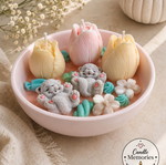 Handmade scented candle with kittens, soy wax, reusable porcelain container