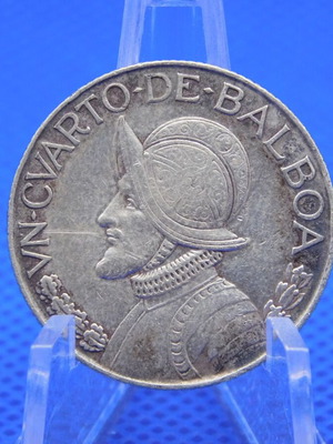 Panama 1/4 Balboa 1962 Silver Coin used, 90% silver