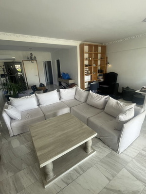 Καναπές γωνιακός 5 κομματιών 240x240 σαν καινούργιος, αφαιρούμενο κάλυμμα, μετατρέπεται σε κρεβάτι
