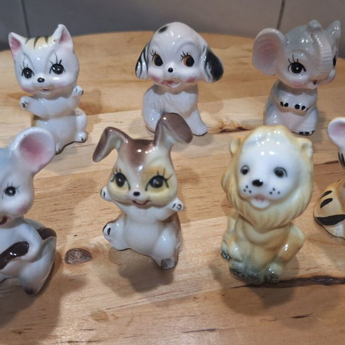 Vintage miniature animal figurines 7 pcs, bone China Japan, like new