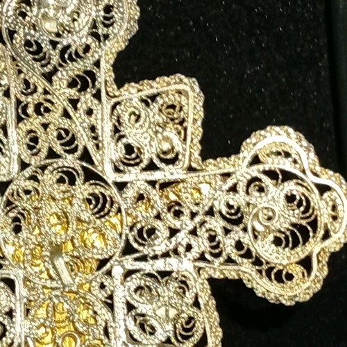 Filigree Epirus Cross 925 Silver Christ Gilded like new