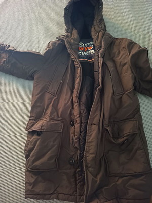 Ανδρικό μπουφάν παρκα Superdry σκούρο χακί σαν καινούργιο XL