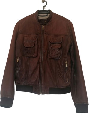 Massimo Dutti leather jacket used, brown, size XS-Small