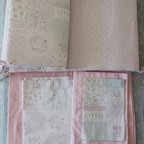 Nef Nef Crib Sheets and Bumper Set of 4 Like New for Girls