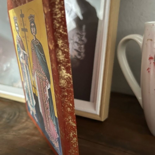 Saint Constantine and Helen Icon on Wood 11x15cm New