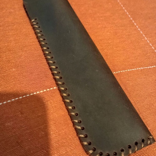Leather pen case new, cowhide, brown, 17cm height