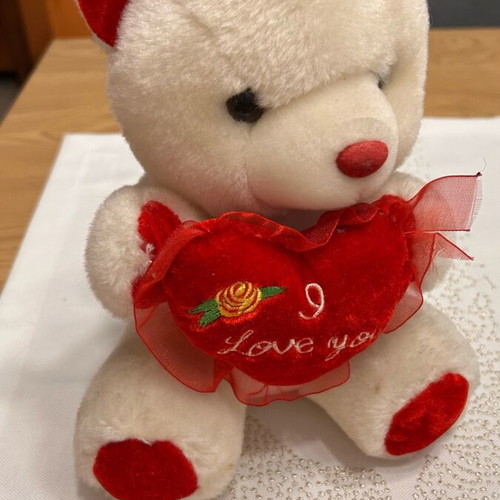 I Love You plush teddy bear like new, about 20 cm