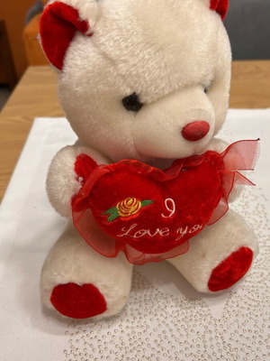 I Love You plush teddy bear like new, about 20 cm