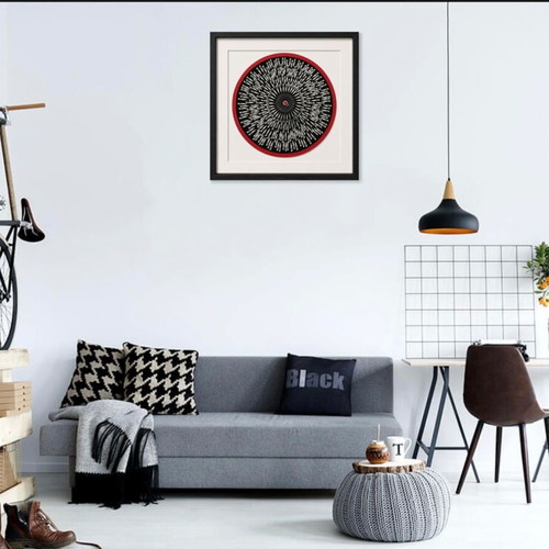 Red Eye signed geometric art on canvas by Andrew Macleod