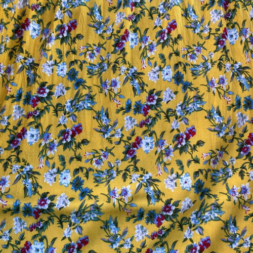 Zeva cotton floral dress yellow used, elastic top, S/M