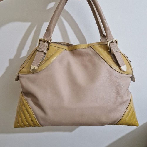 Versace Jeans Couture Vintage Y2K leather shoulder bag used, beige gold