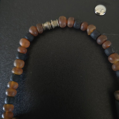 Women's necklace with wooden beads, black and brown