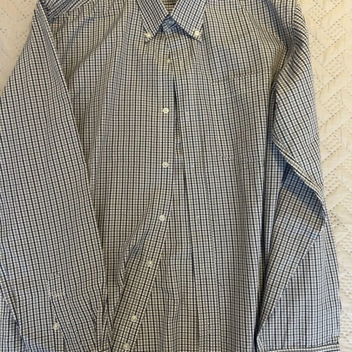 Men's checked shirt like new, size 42, white and blue