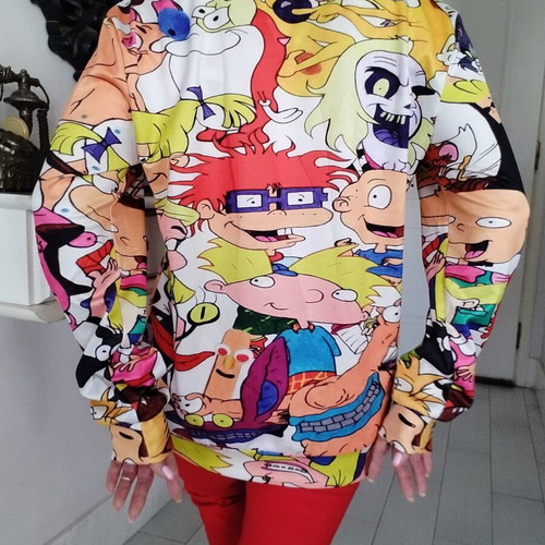 Long-sleeve sweatshirt multicolor like new, size L (fits S/L)