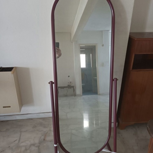 Full-length floor mirror with metal base used, burgundy