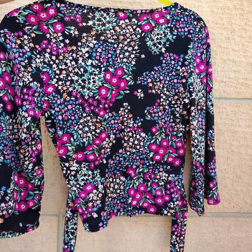Pink Woman floral set with wrap top & midi/maxi skirt, size L