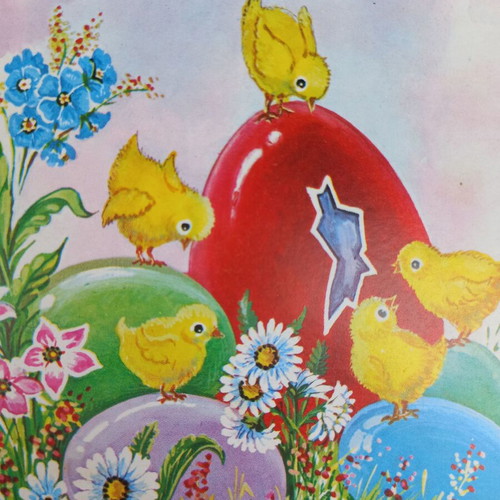 Set of 2 vintage Easter postcards 70's new
