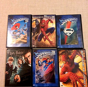 Dvd πακέτο spiderman superman harry potter
