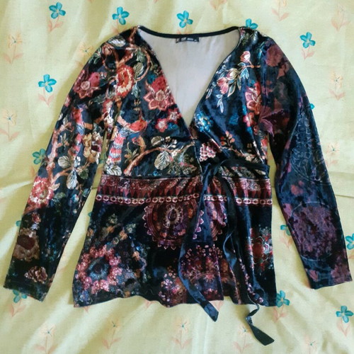 101 idees women's blouse used, size M/L, black multicolor